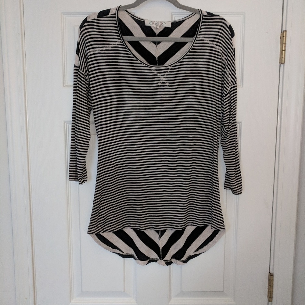 Pink Rose size medium striped and Chevron top.